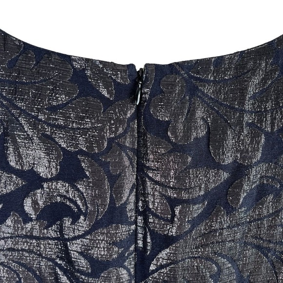Tibi Metallic Jacquard Sleeveless Sheath Cocktail Dress in Black Silver, Size 10 - Picture 7 of 11